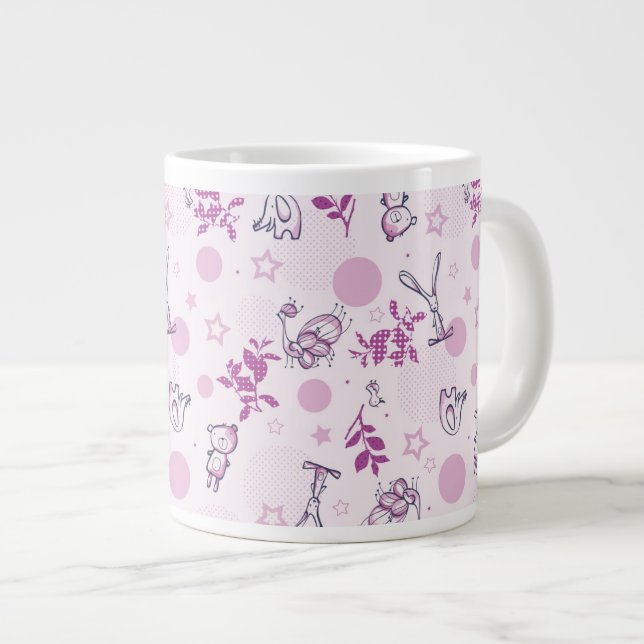 Muster für Vintage Kleintiere Jumbo-Tasse (Vorderseite Rechts)