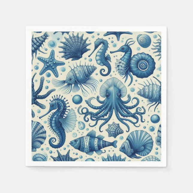 Muster für Vintage Meereswelt Serviette (Vorderseite)