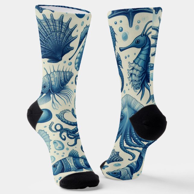 Muster für Vintage Meereswelt Socken (Gewinkelt)