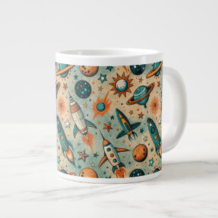 Muster für Vintage Raumfahrzeug-Raketenschiffe - K Jumbo-Tasse