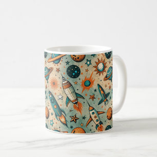 Muster für Vintage Raumfahrzeug-Raketenschiffe - K Kaffeetasse