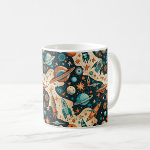 Muster für Vintage Raumfahrzeug-Raketenschiffe - K Kaffeetasse