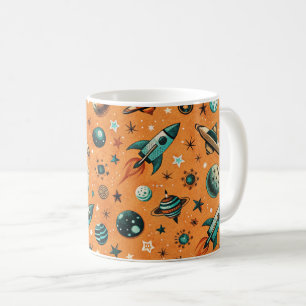 Muster für Vintage Raumfahrzeug-Raketenschiffe - K Kaffeetasse