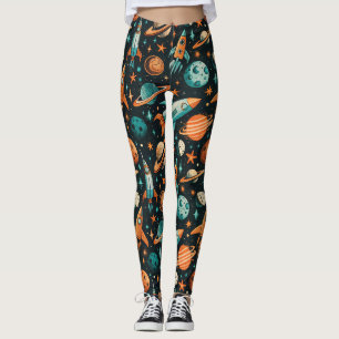 Muster für Vintage Raumfahrzeug-Raketenschiffe - K Leggings