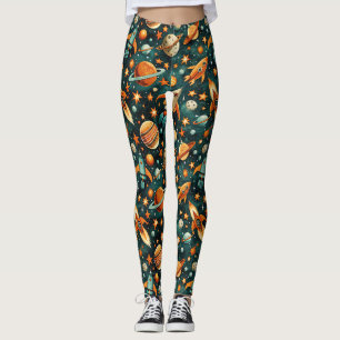 Muster für Vintage Raumfahrzeug-Raketenschiffe - K Leggings