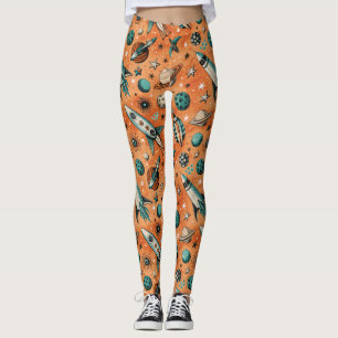 Muster für Vintage Raumfahrzeug-Raketenschiffe - K Leggings