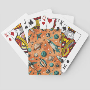 Muster für Vintage Raumfahrzeug-Raketenschiffe - K Spielkarten