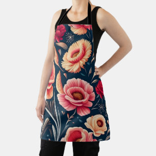 Muster für Vintage Rosa, Orange und Rote Blume Schürze