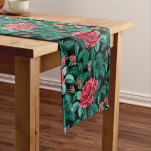 Muster für Vintage Rote Rosen Kurzer Tischläufer