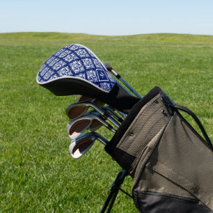 Muster für Vintage, weiße und blaue Flora-Damasken Golf Headcover