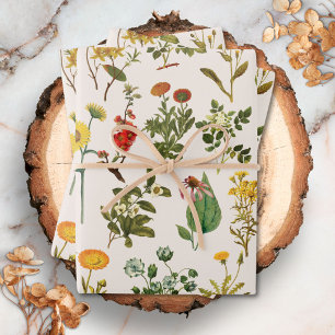 Muster für Vintage Wildblume Geschenkpapier Set