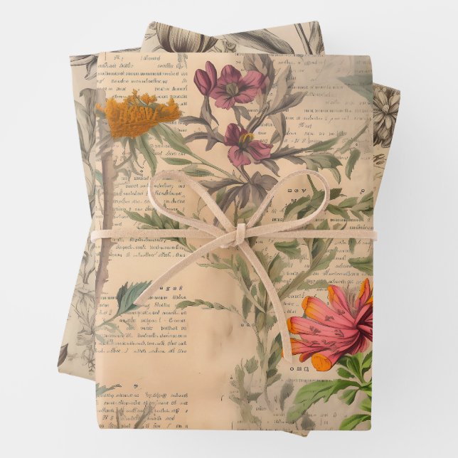 Muster für Vintage Wildblume Geschenkpapier Set (Beispiel)