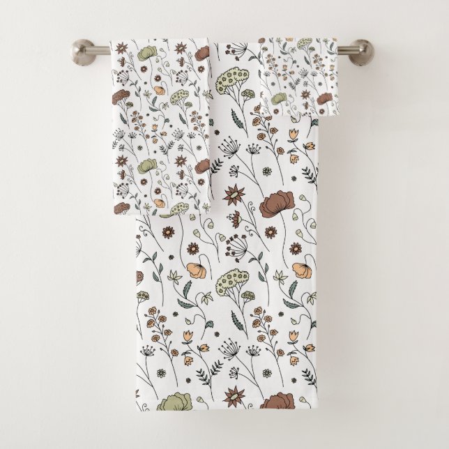 Muster für Vintage Wildblumen Badhandtuch Set (Insitu)