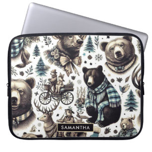 Muster für Vintage Wintertiere Laptopschutzhülle