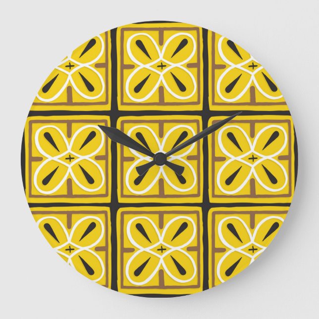 Muster für Vintage Zierfliesen Große Wanduhr (Vorderseite)