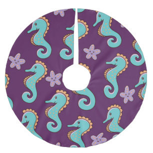 Muster für Vintages nautisches Seepferd Polyester Weihnachtsbaumdecke