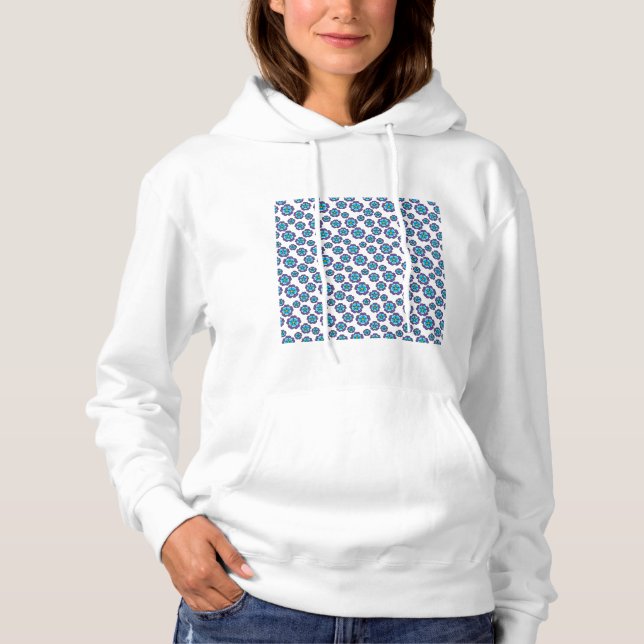 Muster für Violet Blue Flowers Hoodie (Vorderseite)