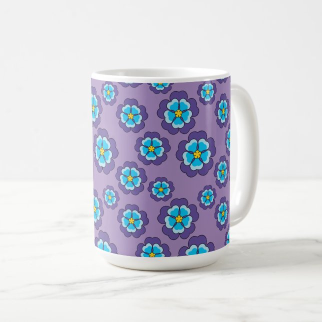 Muster für Violet Blue Flowers Kaffeetasse (VorderseiteRechts)