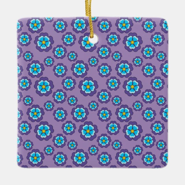 Muster für Violet Blue Flowers Keramikornament (Vorderseite)