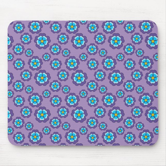 Muster für Violet Blue Flowers Mousepad (Vorne)