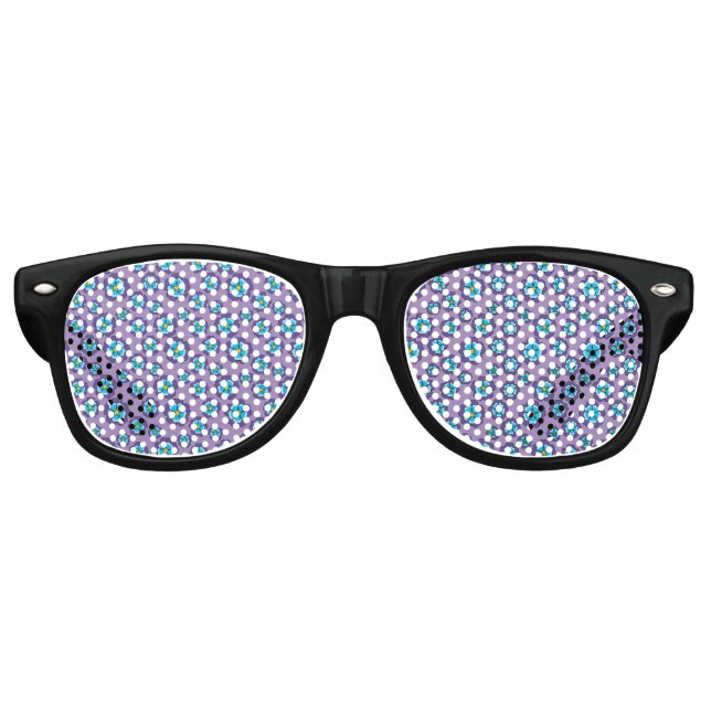 Muster für Violet Blue Flowers Partybrille (Vorderseite)