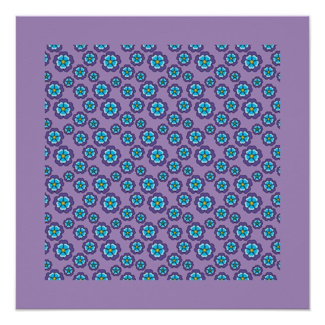 Muster für Violet Blue Flowers Poster (Vorderseite)