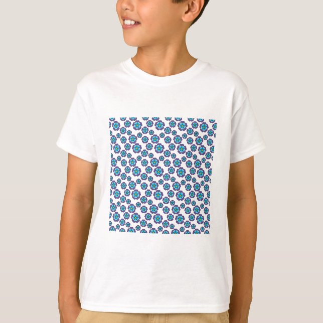 Muster für Violet Blue Flowers T-Shirt (Vorderseite)