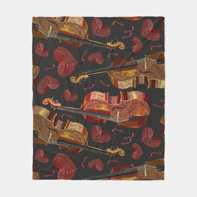 Muster für Violin Red Heart Music Fleecedecke (Vorderseite)