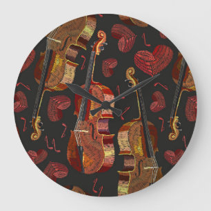 Muster für Violin Red Heart Music Große Wanduhr