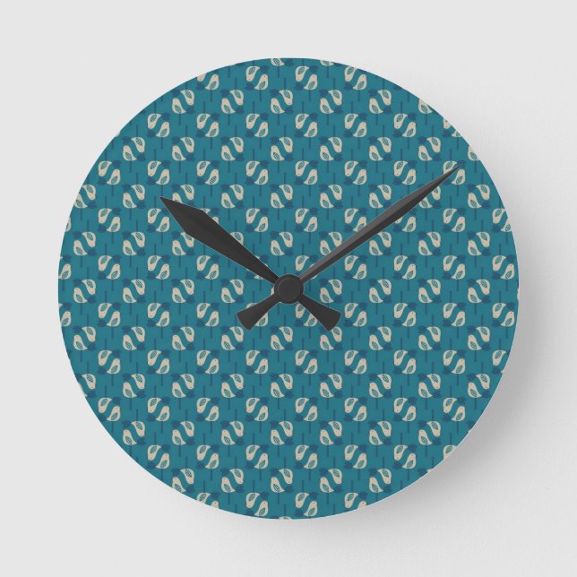 Muster für Vögel Runde Wanduhr (Vorderseite)