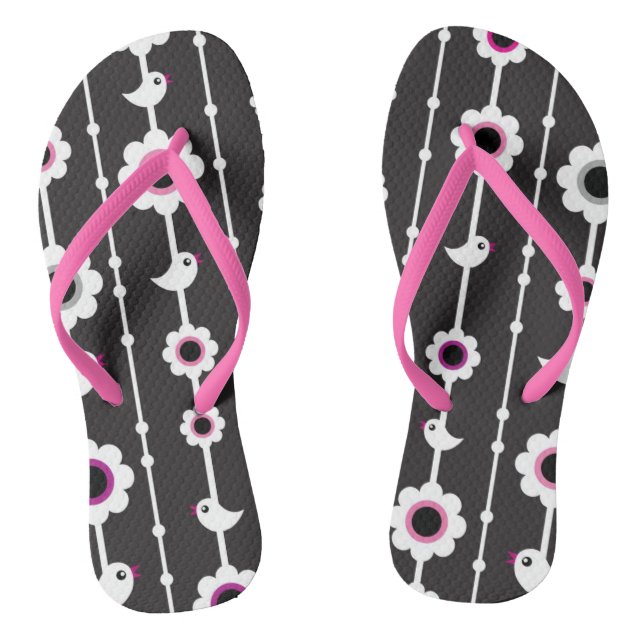Muster für Vögel und Blume Flip Flops (Fußbett)
