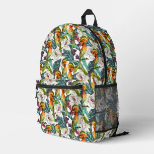 Muster für Vögel und exotische Blume Monogramm 2 Bedruckter Rucksack
