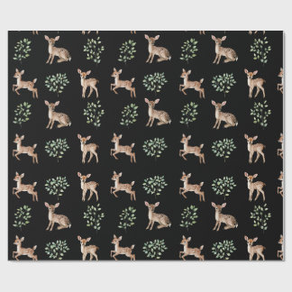 Muster für Wasserfarben-Baby-Deer und Blätter Geschenkpapier