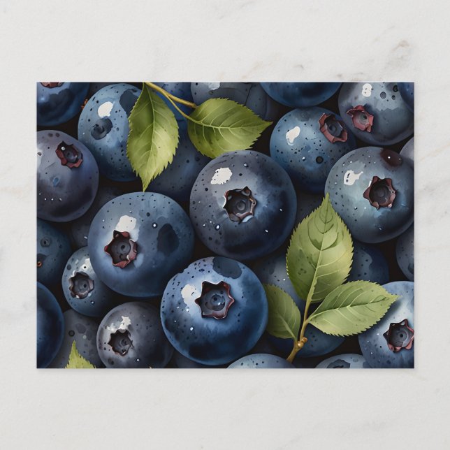 Muster für Wasserfarben-Blaubeeren Postkarte (Vorderseite)