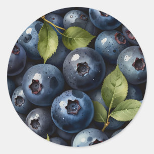 Muster für Wasserfarben-Blaubeeren Runder Aufkleber