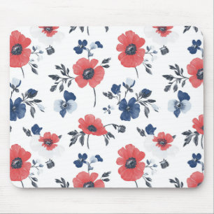 Muster für Wasserfarben - Rot, Blau und Weiß (2) Mousepad