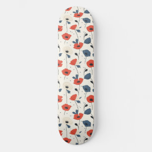 Muster für Wasserfarben - Rot, Blau und Weiß Skateboard