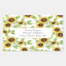 "Muster für Wasserfarben und Pen-Sonnenblumenmuste Rechteckiger Aufkleber