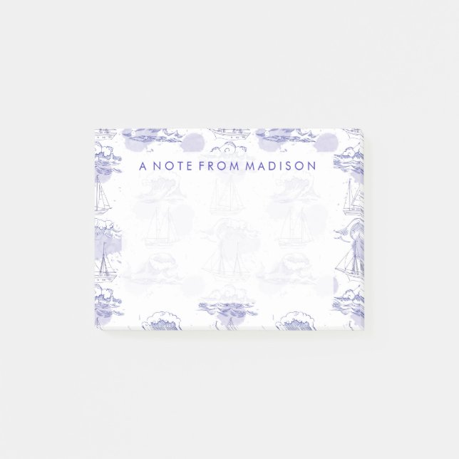 Muster für Wasserfarbwagen und Schiffe Post-it Klebezettel (Vorderseite)