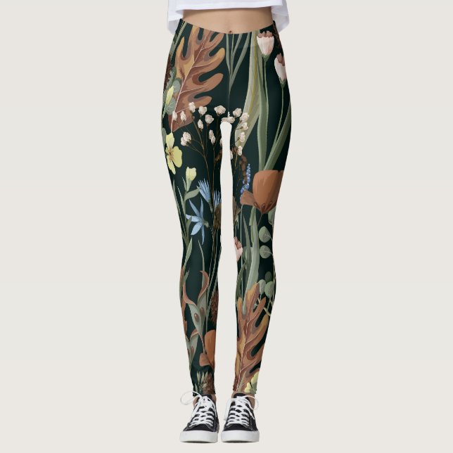 Muster für wild und getrocknete Blume. Leggings (Vorderseite)