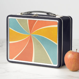 Muster für Wirbel im Retro-Hippie-Mixed Paint-Stil Metall Brotdose