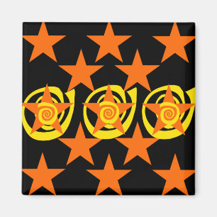 Muster für Wirbel in Funky Orange und Black Stars Magnet