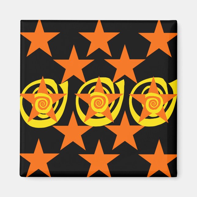 Muster für Wirbel in Funky Orange und Black Stars Magnet (Vorne)