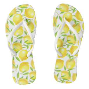 Muster für Zitronen und Blätter Flip Flops