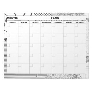 Muster Galore Black and White Blank Calendar Notizblock