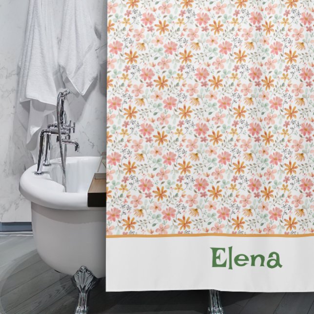 Muster Gelb orange Wildblume Duschvorhang (Von Creator hochgeladen)
