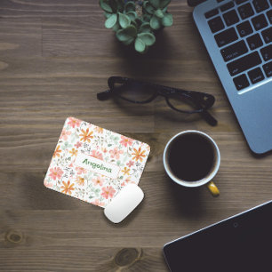 Muster gelb rosa Wasserfarben Botanische Maus-Pad Mousepad