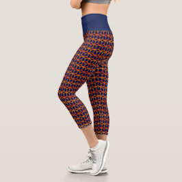 Muster geometrische Coole Navy & Orange Trippy Cub Capri Leggings