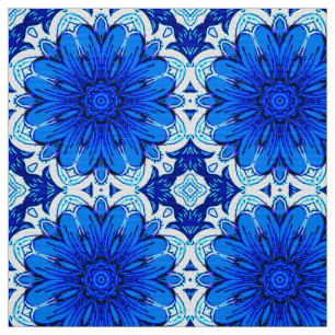 Muster geometrischer Blume in Cobalt Blue und Navy Stoff