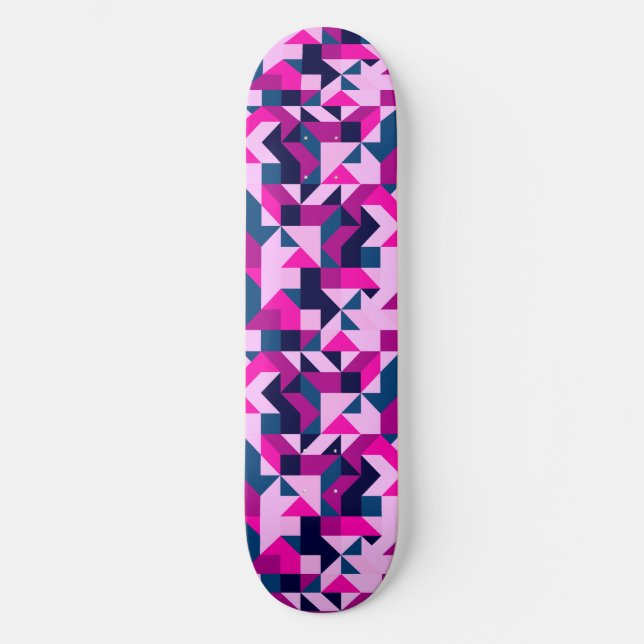 Muster geometrischer Formen, Dreiecke und Quadrate Skateboard (Vorderseite)